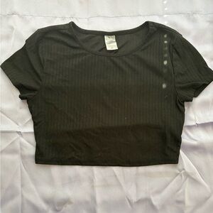 No Boundaries Black Ribbed Short Sleeve Crop Top